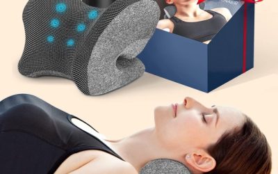 ZAMAT Relajante de cuello y hombros con funda de almohada de terapia magnética, almohadas quiroprácticas estiradoras de cuello para alivio del dolor, dispositivo de tracción cervical para aliviar