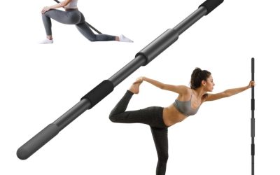 Barra de yoga de acero de aleación resistente de 58 pulgadas, barra ajustable para ejercicio, estiramiento, equilibrio, palo de ejercicio versátil con extremos antideslizantes