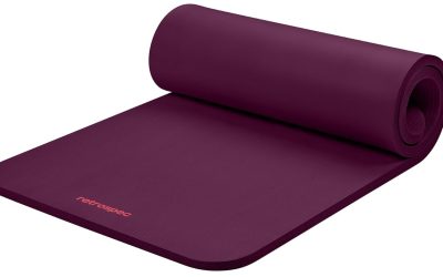 Retrospec Solana – Tapete para Pilates de 1 pulg de grosor con correa de nailon, unisex, antideslizante, para estiramiento, ejercicios en el suelo y entrenamiento físico